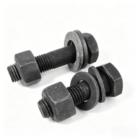 Set baut kepala segi enam HDG hitam GB/T1228 ASTM A325 A490 ukuran M16 M20 termasuk mur segi enam dan ring datar kombinasi baut