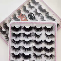 10 paires de cils Kit de gros 3D 25MM naturel faux cils en vrac Baux Bink moelleux cils Kit en vrac pour les femmes maquillage