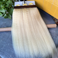Raw 613 Blonde Couleur Yaki Kinky Straight Cheveux Humains Tisse Vierge Cuticule Alignés Cheveux Trame Bundles Extensions