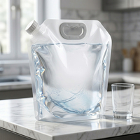 Pochette souple alimentaire en PE avec bec verseur, poignée supérieure et bouchon d'angle pour le stockage de boissons liquides et d'eau potable