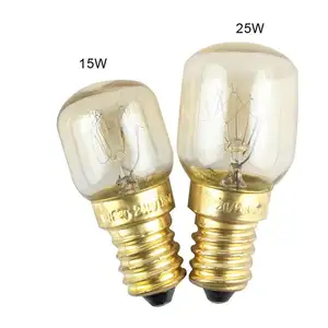 E14 מלח מקרר מקפיא תנור תנור מנורת הנורה T22 T25 230V 15W 25W 300 תואר עמיד בחום צינורי תנור ליבון הנורה