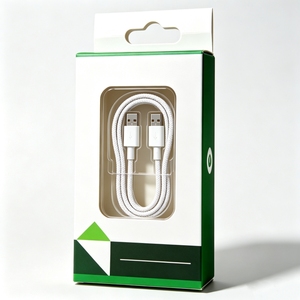 High Quality 350gsm White Paper Packaging 3C Electronic Boxes with Transparent <b>Window</b> Type-C USB Cable Packing Box - Product Image 3
