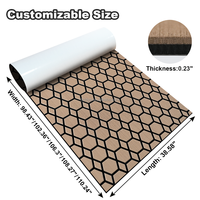 Revêtement de sol marin en mousse EVA KT GuoMei à texture hexagonale diamantée, 94,5 x 43,3 pouces, bicolore marron clair sur noir, feuille entière