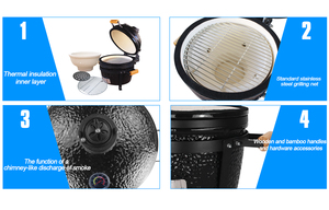 Auplex Small Komodo, Parrilla Kamado de Cerámica Premium de 16 Pulgadas, Altura Ajustable, Diseño Moderno, <span class=keywords><strong>Asador</strong></span> de Acero Inoxidable, Ahumador Seguro - Product Image 3