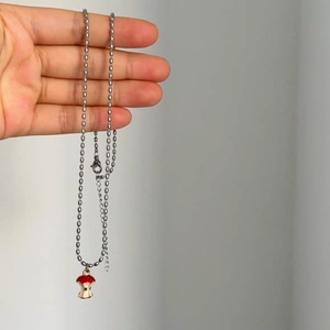Collar con Colgante de Manzana Mordida, Cadena de Bolas de Acero de Titanio, Estilo Instagram, Joyería de Moda - Product Image 4