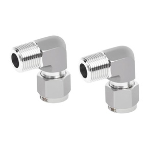 Codo <span class=keywords><strong>de</strong></span> Compresión <span class=keywords><strong>de</strong></span> Acero Inoxidable <span class=keywords><strong>de</strong></span> 90 Grados con Rosca Macho y Férula Simple/Doble para Líneas <span class=keywords><strong>de</strong></span> Aire - Product Image 2