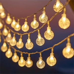 Guirnalda de Luces de Cristal con Pilas, Luces Decorativas con Control Remoto y Temporizador para Dormitorio, Exteriores, Camping, Navidad, Blanco Cálido - Product Image 1