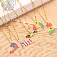 Personnalisé France Afghan Irak Palestine Pays-Bas Haïti Maryland Liban Afrique Espagnol Porto Rico Drapeau Carte Pendentif Collier