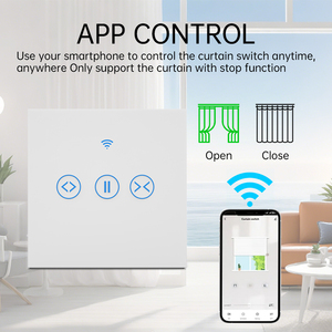 Interrupteur intelligent pour rideaux WiFi SIXGWH Tuya, panneau tactile, commande vocale via application, minuterie, compatible <span class=keywords><strong>Alexa</strong></span>/Google Home, moteur pour stores enrouleurs - Product Image 2