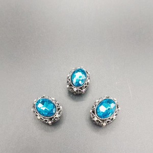 Perle ovale en alliage électroplaqué double face avec incrustation de diamants pour la fabrication de bijoux DIY, petite taille - Product Image 2