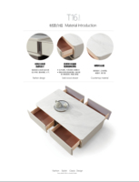 Ensemble de meuble TV et table basse en fibre de verre et pierre, design nordique simple et luxueux pour salon