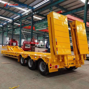 Cina menggunakan beban berat tugas berat kasur rendah Flatbed truk semi-trailer untuk transportasi peralatan besar Bulldozer ekskavator - Product Image 4