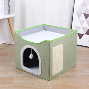 Camas para gatos para interior, cueva para gatos grandes, CASA PARA GATOS con bola esponjosa colgante y almohadilla para rascar, escondite plegable - Product Image 5