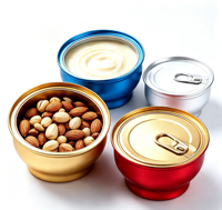 956 #   Bol en aluminium laqué doré avec couvercle à vis hermétique pour le stockage et l'emballage de noix, fruits, sauces et aliments
