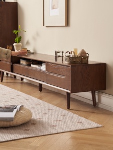 Soporte de <span class=keywords><strong>TV</strong></span> de Estilo Natural A1081, Moderno y Elegante, de Madera Maciza de Roble Rojo, con Cajón y Espacio de Almacenamiento Abierto - Product Image 6