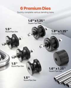 Cintreuse manuelle pour tubes carrés, ronds et barres plates, pour la réparation de climatisation et automobile, 6 matrices de haute qualité - Product Image 3