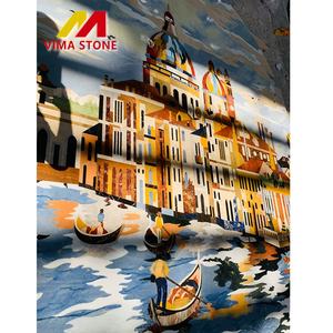 Custom high end di lusso in marmo naturale di pietra a getto d'acqua medaglione venezia intarsio modello di design per parete decorativo sfondo pannello - Product Image 6