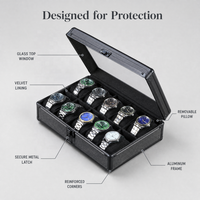 Boîte de rangement pour montres en alliage d'aluminium à 10 emplacements avec fenêtre en verre verrouillable pour montres de luxe pour hommes, vente en gros OEM