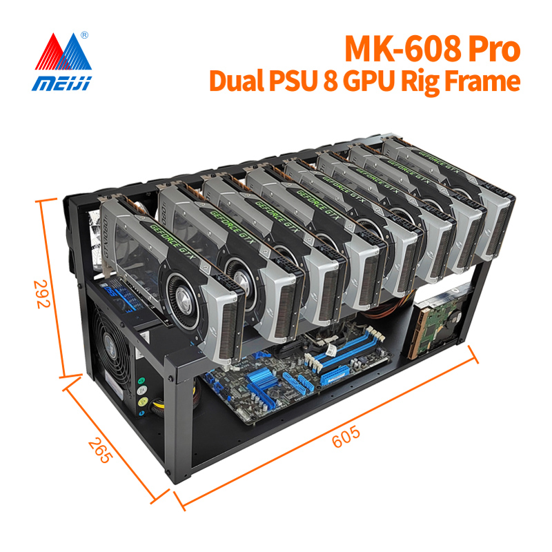 Dual PSU 8 GPU Rig Frame - Open Air Computer Case