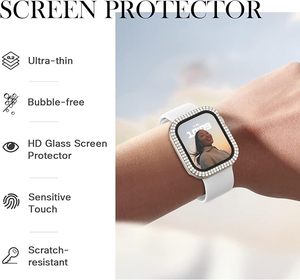 Nouveau boîtier de montre en diamant Bling pour Apple Watch Series 10/9/8/7 protecteur d'écran en verre 46mm 42mm 44mm 45mm étui pare-chocs couverture Iwatch - Product Image 2