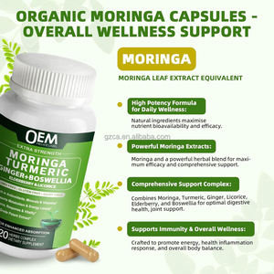 Capsules de Moringa Biologique OEM 1000mg avec Curcuma, Gingembre, Sureau, Réglisse et <span class=keywords><strong>Boswellia</strong></span> pour le Soutien Immunitaire - Product Image 2