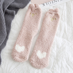 ถุงเท้ากำมะหยี่ขนแกะสำหรับผู้หญิงถุงเท้ากลางหูแมวถุงเท้าพื้นในร่มน่ารักสำหรับฤดูหนาว - Product Image 4