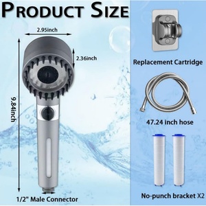 High Pressure Shower Head Massage and Skin Beauty Multifunctional Massage Shower <b>Set</b> Shower Head with Handheld Replacement - Product Image 2
