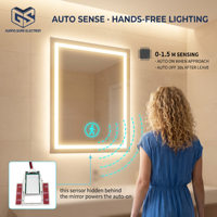 Cermin LED Pintar Grosir Pabrik dengan Sensor Radar Induksi 12V 24V 5A 60W 100W, Saklar Sensor Sentuh Peredup Cermin Kamar Mandi