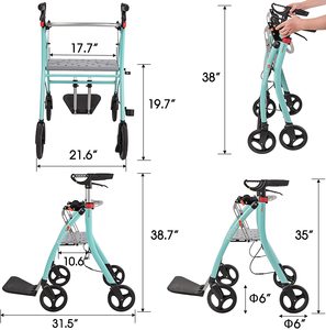 Déambulateur pliable léger en aluminium à <span class=keywords><strong>4</strong></span> <span class=keywords><strong>roues</strong></span> pour personnes handicapées, <span class=keywords><strong>prix</strong></span> d'usine - Product Image 6