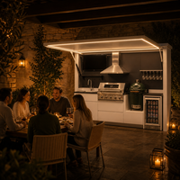 Module de cuisine extérieure professionnel en acier inoxydable 304 SS pour la vente en gros, avec barbecue, évier et rangement, résistant aux intempéries, usage commercial, E0 CE CARB P2