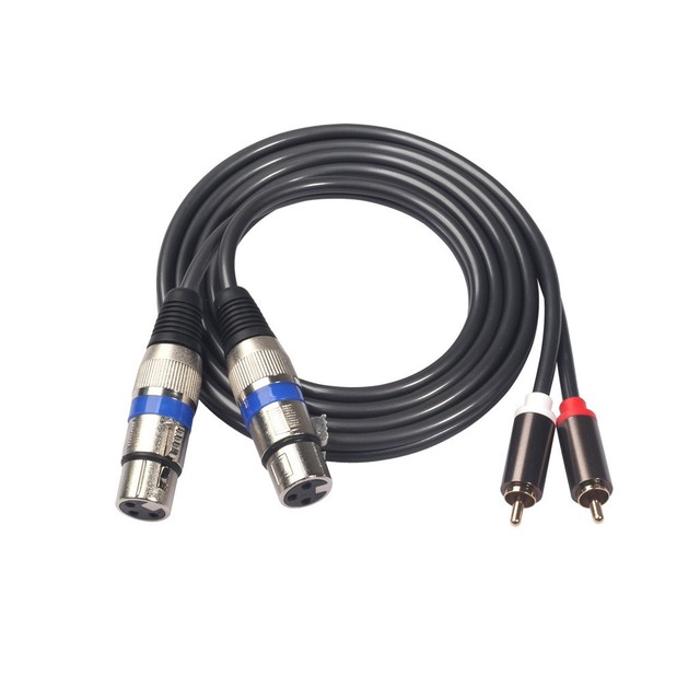 Gold Plated 2RCA Male Plug to 2XLR Female Audio Extension Cable for Mixer Pure Copper Wire RCA to XLR Adapter Cable 1.5m