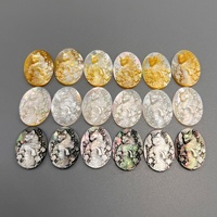 Kerajinan Vintage dari Cangkang Kerang Asli Berukir Motif Kucing dan Bunga, Cameo Putih Hitam Kuning, untuk Pembuatan Perhiasan Kalung Rantai Bambu, Bros, dan Kerajinan DIY