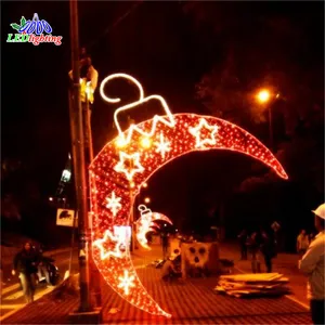 3D eid crescent Ramadan The Moon and candles Outdoor waterproof landscape decoration led motif light