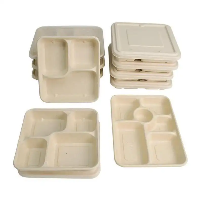 Wegwerp Voedselopslagcontainer Eco-Vriendelijke Geschenkfabrikant Meisjes Bedrukt Opvouwbaar Goede Prijs Verpakken Rijstschil Lunchbox