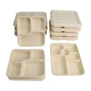 Wegwerp Voedselopslagcontainer Eco-Vriendelijke Geschenkfabrikant Meisjes Bedrukt Opvouwbaar Goede Prijs Verpakken Rijstschil Lunchbox