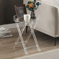Table basse pliante en acrylique, vente en gros d'usine, portable, légère, transparente, amovible, mobilier de maison