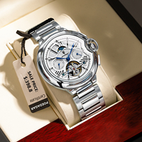 Montre automatique POEDAGAR pour homme, tourbillon, 49 mm, calendrier complet, date, semaine, acier inoxydable, étanche 30 bars, mécanique de luxe