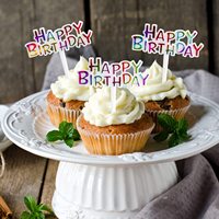 100 Stück Packung Mini Regenbogen Farbe Kuchen Dekoration Plastiks ticks Alles Gute zum Geburtstag Cupcake Toppers