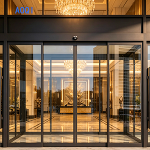 <span class=keywords><strong>Puerta</strong></span> Corredera de Aluminio y Vidrio con Sensor Automático Comercial Aoqi GYM001, <span class=keywords><strong>Puerta</strong></span> de Entrada de Doble Apertura con Motor AC, Diseño Moderno - Product Image 3