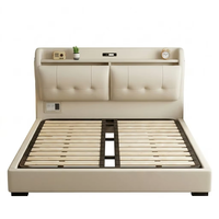 Lit de rangement intelligent moderne avec coffre-fort intégré - Lit en cuir avec tête de lit rabattable et rangement - Vente en gros usine B2B