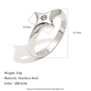 Stainless Steel Open <b>Adjustable</b> <b>Ring</b> Star Heart Twist Design Waterproof Hypoallergenic Trendy Finger <b>Ring</b> For Women Daily Wear - Product Image 5