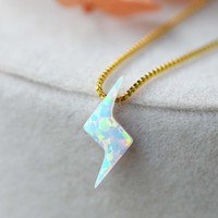 925 Sterling Silber Zeus' Blitz Opal Anhänger Halskette Schmuck