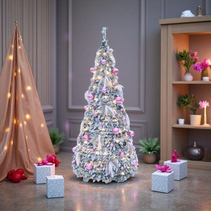 Árbol de Navidad Plegable Telescópico de PVC Verde de 180 cm con <span class=keywords><strong>200</strong></span> Luces LED, 8 Funciones, Cinta Decorativa Blanca Cálida y Fácil de Usar - Product Image 4