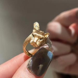 Anillo de Leopardo con Incrustaciones de Plata de Ley S925 Chapada en Oro de 18K, Estilo Retro, Acabado Cepillado de Seda, Artesanía de Alta Calidad - Product Image 5