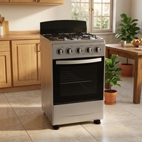Cuisinière à gaz compacte 4 brûleurs en acier inoxydable avec four, cuisinière à gaz autonome avec four pour une utilisation en cuisine domestique de petite taille