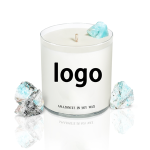 Bougie parfumée de luxe, huile de cire de soja parfumé, breloque privée infusé de cristaux, Logo personnalisé - Product Image 2