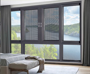 Finestre Scorrevoli in Lega di Alluminio Multi-pannello Design Orizzontale Moderno con Zanzariera in Acciaio Inox e Tenda Regolabile per Ventilazione - Product Image 5