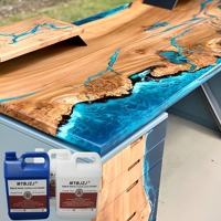Résine Époxy Transparente à Coulée Profonde 2:1, Coulée Unique 5-10cm, Résistante aux UV, Anti-Jaunissement, Non Toxique pour Tables en Bois et Projets de Rivière, Kit de 1 Gallon
