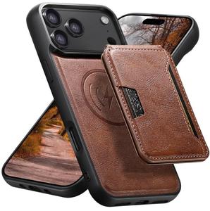 เคส iPhone 16 17 Pro Max แบบแม่เหล็ก รองรับการชาร์จไร้สาย พร้อมช่องใส่บัตร ดีไซน์ธุรกิจ วัสดุ PU+TPU - Product Image 6