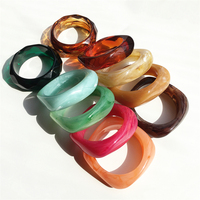 Bracelet en acrylique épais et coloré UJBOX pour femme, en résine plastique, bijou fantaisie, cadeau, vente en gros